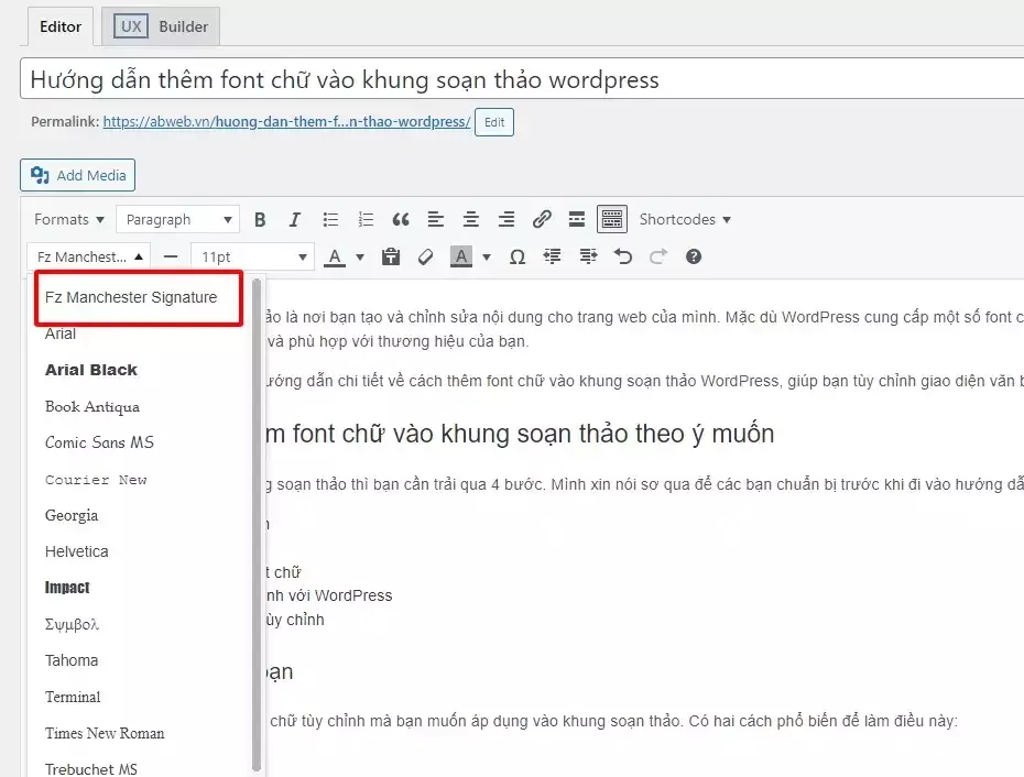 Cách Thêm Font Chữ Vào Wordpress