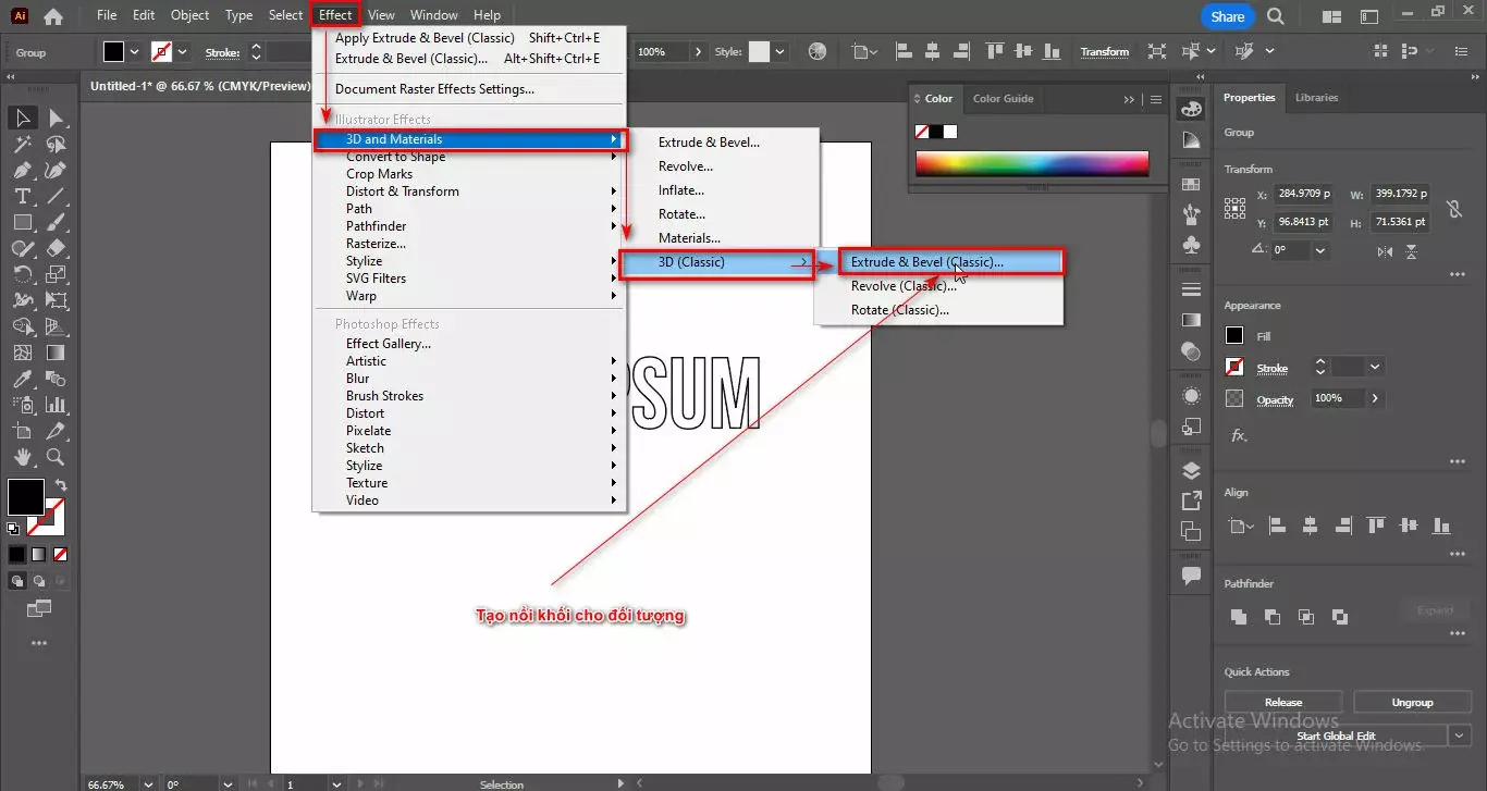 Cách Tạo Chữ 3D Trong Illustrator