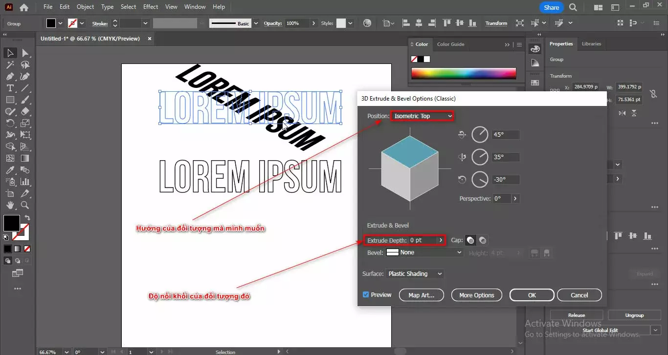 Cách Tạo Chữ 3D Trong Illustrator